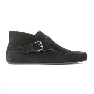 NEW The Kooples Suede Black Leather Buckle High Top Loafer Chukka Boot Size 41